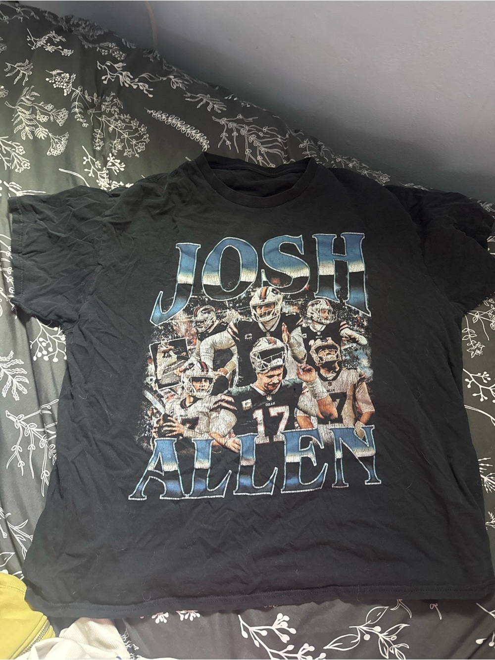 Black Graphic Football Player Tee - Josh Allen